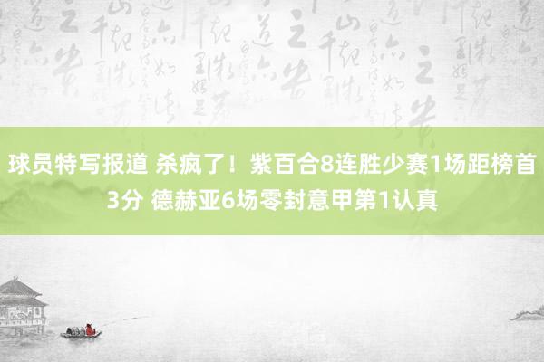 球员特写报道 杀疯了！紫百合8连胜少赛1场距榜首3分 德赫亚6场零封意甲第1认真