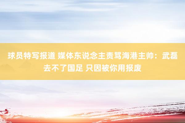 球员特写报道 媒体东说念主责骂海港主帅：武磊去不了国足 只因被你用报废