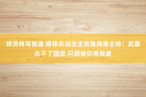 球员特写报道 媒体东说念主责难海港主帅：武磊去不了国足 只因被你用报废